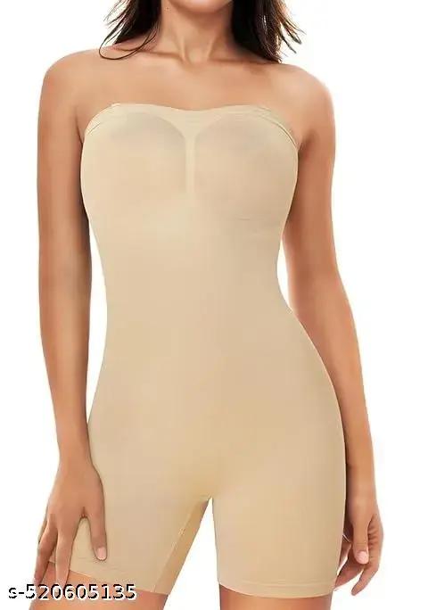 CurveLux strapless nude shapewear bodysuit tummy control full body sculpt